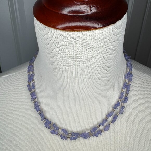 Doug Paulus Sterling Tanzanite Double Strand Necklace | Adjustable Up to 20" | V - Picture 5 of 8